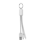 Voordelige sleutelhangers bedrukken met 3 oplaadkabels MultiCable kleur zilver