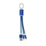 Voordelige sleutelhangers bedrukken met 3 oplaadkabels MultiCable kleur koningsblauw