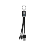Voordelige sleutelhangers bedrukken met 3 oplaadkabels MultiCable weergave met bedrukking