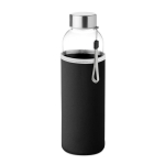 Glazen waterflessen met hoesje 500ml kleur zwart