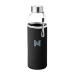 Glazen waterflessen met hoesje 500ml kleur zwart hoofdweergave