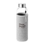 Glazen waterflessen met hoesje 500ml kleur grijs hoofdweergave