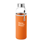 Glazen waterflessen met hoesje 500ml kleur oranje hoofdweergave