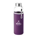 Glazen waterflessen met hoesje 500ml kleur paars hoofdweergave