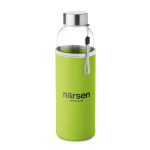 Glazen waterflessen met hoesje 500ml kleur limoen groen hoofdweergave