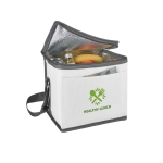 Promotionele koeler met trekkoord en kubuszak aan de voorkant kleur wit afbeelding met logo 4