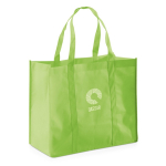 Grote non woven zeer praktische shopper bedrukken 80 g/m2 Maltby kleur lichtgroen afbeelding met logo
