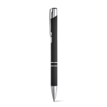 Goedkope aluminium pen met rubberen afwerking en zwarte inkt Glober kleur zwart
