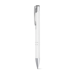 Goedkope aluminium pen met rubberen afwerking en zwarte inkt Glober kleur wit eerste weergave