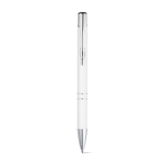 Goedkope aluminium pen met rubberen afwerking en zwarte inkt Glober kleur wit