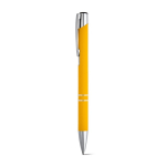 Goedkope aluminium pen met rubberen afwerking en zwarte inkt Glober kleur geel