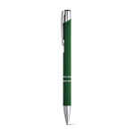 Goedkope aluminium pen met rubberen afwerking en zwarte inkt Glober kleur groen