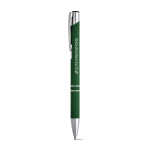 Goedkope aluminium pen met rubberen afwerking en zwarte inkt Glober kleur groen afbeelding met logo