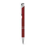 Aluminium balpen met drukmechanisme blauwe inkt kleur rood