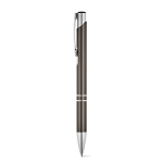 Aluminium balpen met drukmechanisme blauwe inkt kleur titanium