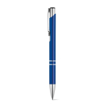 Aluminium balpen met drukmechanisme blauwe inkt kleur koningsblauw