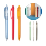 Gerecycleerde pen met transparante kleur en blauwe inkt Recyclo diverse kleuren