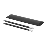 Elegante set van twee promotiepotloden in kartonnen hoes Duo kleur mat zilver