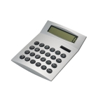 Rekenmachine met logo, 8 cijfers op batterijen DeskCal Light kleur mat zilver