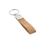 Elegante kurken sleutelhanger met metalen details Cork kleur naturel
