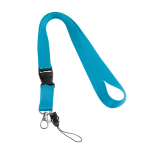 2 cm polyester keycord bedrukken met sluiting Doubleclip Plus kleur cyaan blauw