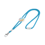 Verstelbare lanyards 0,5 cm en polyester geschikt voor Doming kleur cyaan blauw afbeelding met logo