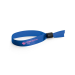 Zijdeachtige en glanzende armband met veiligheidssluiting kleur koningsblauw afbeelding met logo