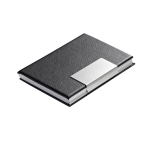 Kaarthouder van leer en aluminium met metaal Business Class kleur zwart