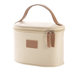 Mooie toilettas met logo van microvezel en leer Clubstyle kleur beige