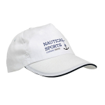 Sandwich-stijl pet van polyester met striksluiting en ventilatiegaten kleur wit afbeelding met logo