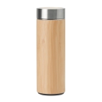 Thermoskan van staal en bamboe met bedrukking 400 ml TeaBoo kleur hout