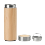 Thermoskan van staal en bamboe met bedrukking 400 ml TeaBoo kleur hout tweede weergave