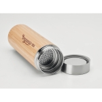 Thermoskan van staal en bamboe met bedrukking 400 ml TeaBoo kleur hout derde hoofdweergave