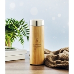 Thermoskan van staal en bamboe met bedrukking 400 ml TeaBoo kleur hout sfeervolle hoofdweergave