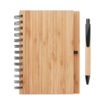 Gerecycled notitieboekje met pen en bamboe kaft A5 Bamboo kleur hout tweede weergave