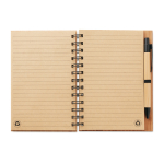 Gerecycled notitieboekje met pen en bamboe kaft A5 Bamboo kleur hout derde weergave