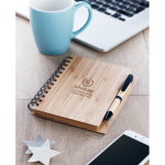 Gerecycled notitieboekje met pen en bamboe kaft A5 Bamboo kleur hout sfeervolle hoofdweergave