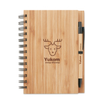 Gerecycled notitieboekje met pen en bamboe kaft A5 Bamboo kleur hout hoofdweergave
