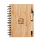 Gerecycled notitieboekje met pen en bamboe kaft A5 Bamboo kleur hout tweede hoofdweergave