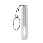 Sleutelhanger met lampje en kleurrijke cilindrische vorm Logolight kleur zilver