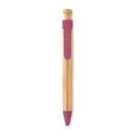 Bamboe milieuvriendelijke pen met blauwe inkt ColorTip kleur rood