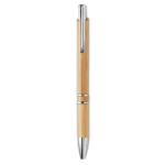 Eco pen van bamboe en aluminium met blauwe inkt Aster Bamboo kleur hout