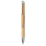 Eco pen van bamboe en aluminium met blauwe inkt Aster Bamboo kleur hout hoofdweergave tweede weergave