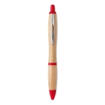 Bamboe pen met drukknop en ABS details Colorwood kleur rood