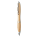 Bamboe pen met drukknop en ABS details Colorwood kleur mat zilver tweede weergave