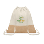 Rugzakjes laten bedrukken van 160 g/m2 katoen en jute Natural kleur beige hoofdweergave