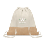 Rugzakjes laten bedrukken van 160 g/m2 katoen en jute Natural kleur beige tweede hoofdweergave