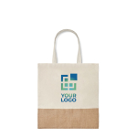 Katoenen tassen met detal jute bedrukken 160 g/m2 Natural weergave met bedrukking