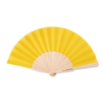 Handwaaier van hout en polyester Woodster kleur geel hoofdweergave