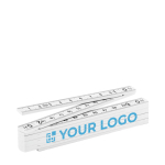 Uitvouwbare timmerman meetlat met logo Carpenter 1M kleur wit weergave met bedrukking